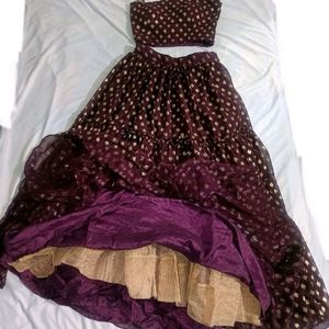 Burgundy Ethnic skirt and top full flared & Heavy