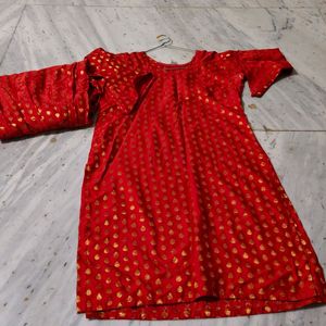 Ladies Suits Red Banarsi