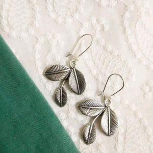 Oxidised Little Leaf Earrings