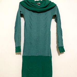 High Neck Green Dress By Curator