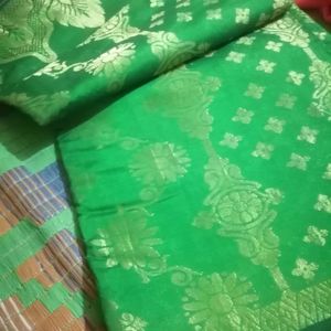 Green Big Border Saree