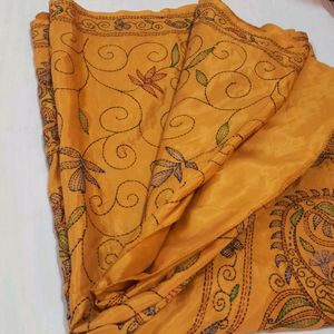 Kantha Work Saree Comes On Garden Silk Preloved Saree Fresh Condition