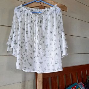 Wide Neck Floral Tops