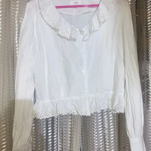 White Cotton Coquette Top