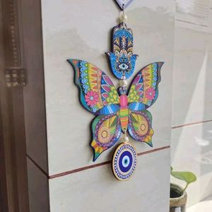 Wooden Butterfly Evil Eye Hanging For House