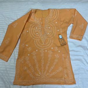 Orange/ Coral Sitara kurti (short)