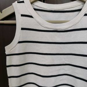 White Tank Top With Black Stripes