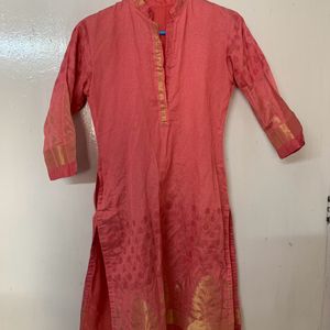 Pink Stitched Kurta