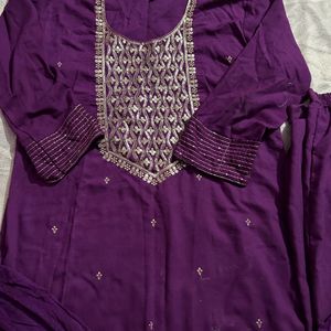 Purple Suit And Kurta Set