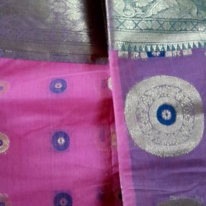 Pink TANT Saree (Highly Intricate DESIGN)