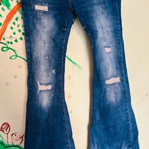 Branded Flared Jeans Rough Look