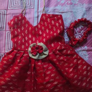 Baby Frock With Hed Band