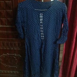 Navy Blue Polka Dot Kurti