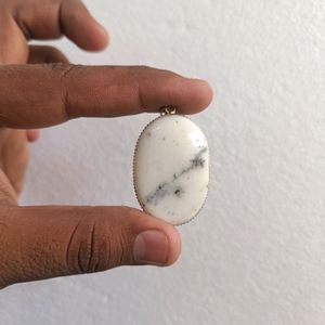 White Dendritic Opal Pendant