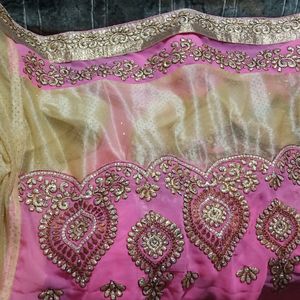 Pink and Golden Two Colour Saree For Festive wear