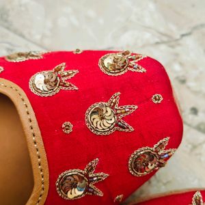 Red Embellished Juttis/ Mojaris