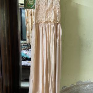 Nude shade Long Maxi Gown With Net Details