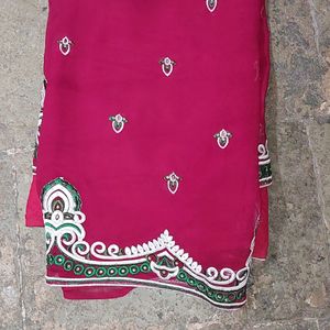 Heavy Embroidered Maroon Saree