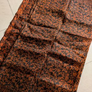 Black And Orange Printed Silk