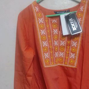 New Orange Kurta Dual Tone With Pink Shade