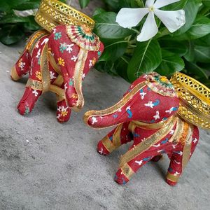 Elephant Puppet Tealight Stand (Pack Of 2)