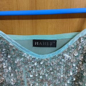 Cyan Sequin Top