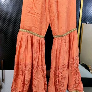 Short Slit Frock And Gharara Set