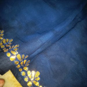 Navy Blue Georgette Saree