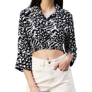 black printed crop top