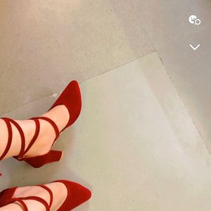 Velvet Red Maroonish Heels