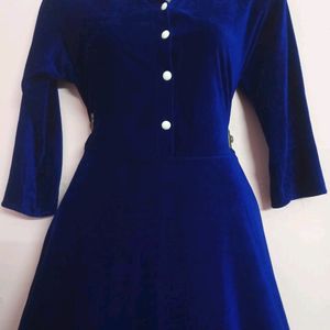 Royal Blue Velvet Kurta(S)