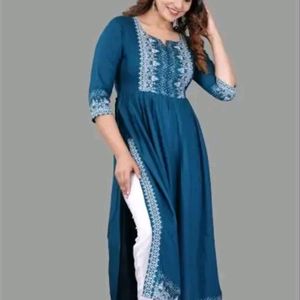 Sell Offer On Naira Cut Teal Blue Embroidered Kurt