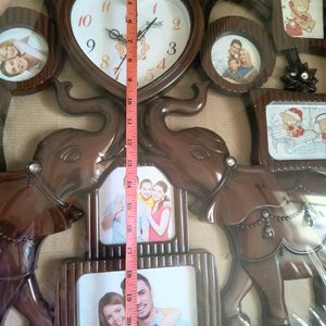 Family Photo Frame With Clock Wall Hanging