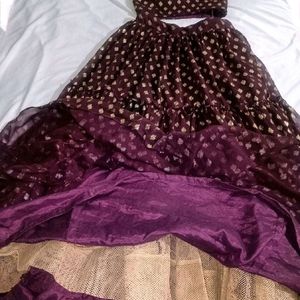 Burgundy Ethnic skirt and top full flared & Heavy