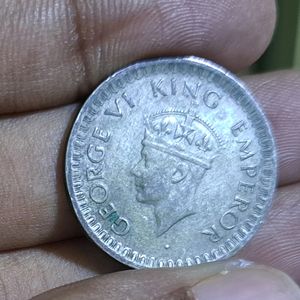 Very Rare Silver Half Rupee 1942 Coin