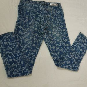 Floral Printed Blue Jean Jeggings