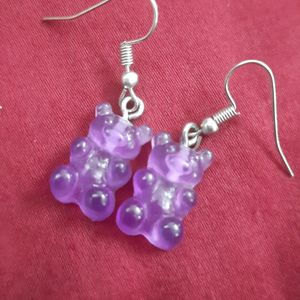 Purple Gummy Bear Earrings