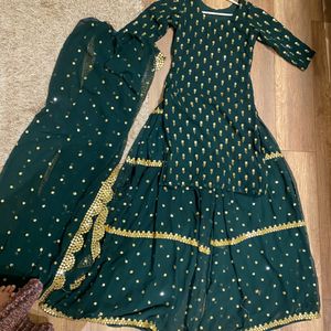 PARTY WEAR DRESS FOR WOMEN DARK GREEN