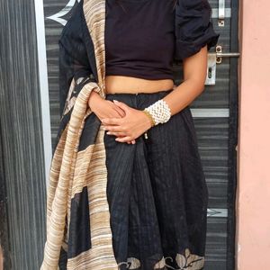 Black And Golden Saree