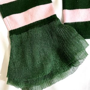 Pinterest Pink & Green Stripped Belly Sleeves Top