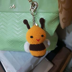 Crochet honeybee keychain