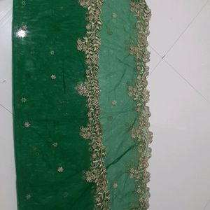 New Darkgreen Cutwork  Net Duppata