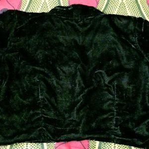 Collar Neck Black Velvet Blouse