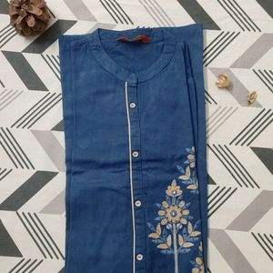 New Blue 3/4 th Sleeves Kurta