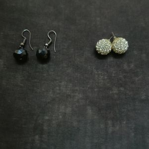 Combo Of Cute Black Earing And Silver Studs