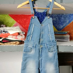 Girls Short Denim Jumpsuit