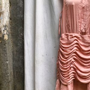 I. PEACH CUTE RUFFLE DRESS