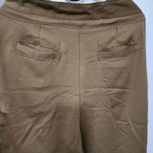 Brown High Waist Trousers With Drawstrings