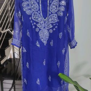 Hand Embroide Chikan Kurti Set , With Mirror Work