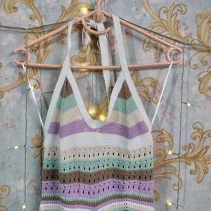 Crochet Halter Neck Dress 🎀